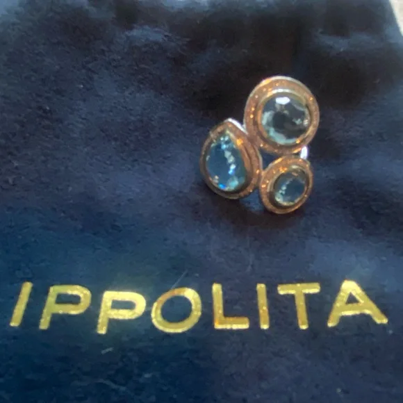 Ippolita blue topaz Diamond 18k sterling chimera rock candy ring size 7 $1800 - Picture 3 of 11